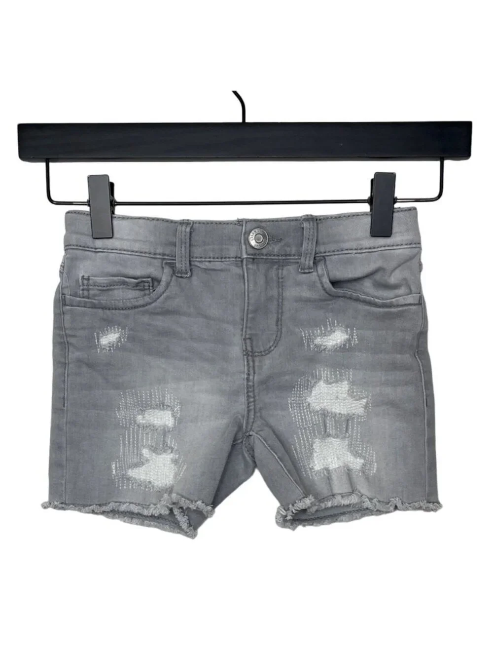 OshKosh Bgosh Girls Denim Shorts 6X Gray Distressed Raw Hem